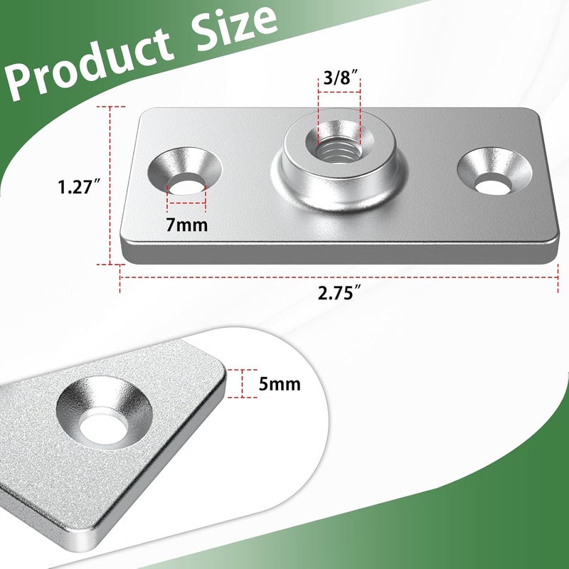 Fengone Fongone 20pcs Galvanized Ceiling Flange Hanger Plate Fits 3/8-inch Threaded Rod, Ceiling Flange Hanger for DIY Plumbing &Industrial Decor ,Galvanized Iron, Wall Mounting - Image 2